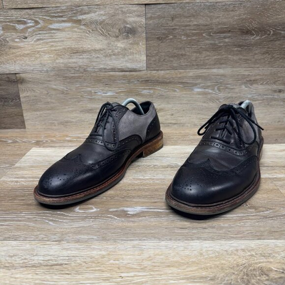 Kenneth Cole Elite Class Gray/Black Leather Wingtip Oxford Shoes Men's Size 10.5 - Picture 1 of 7